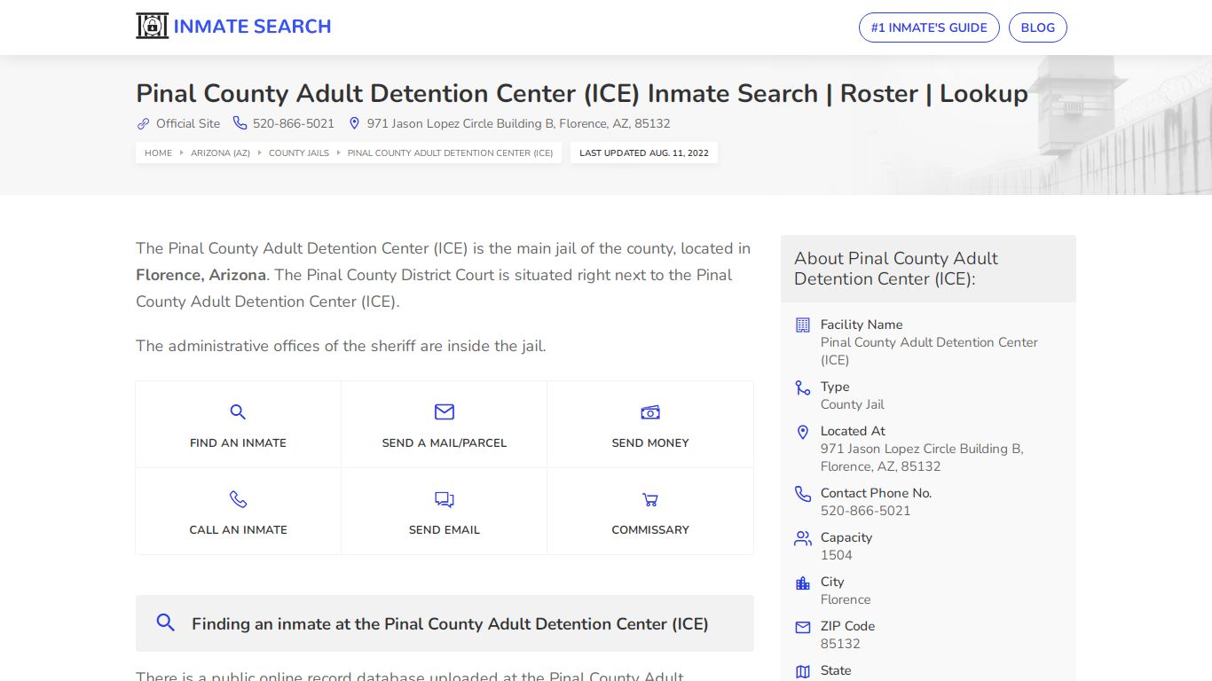 Pinal County Adult Detention Center (ICE) Inmate Search ...